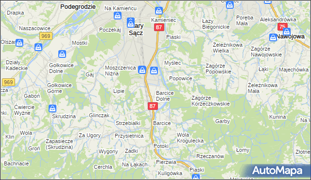 mapa Barcice Dolne, Barcice Dolne na mapie Targeo