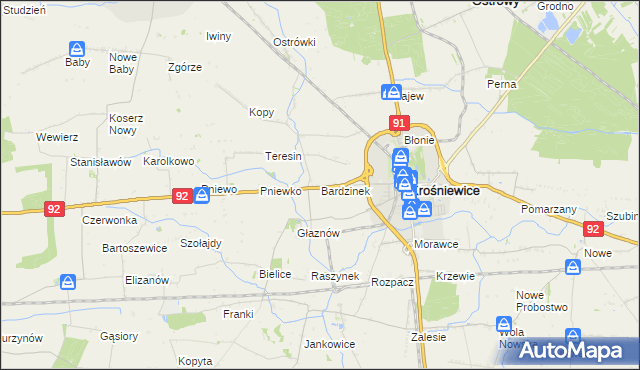 mapa Bardzinek, Bardzinek na mapie Targeo