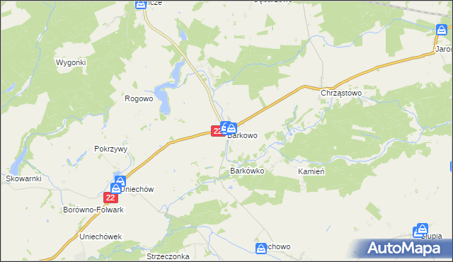 mapa Barkowo gmina Człuchów, Barkowo gmina Człuchów na mapie Targeo