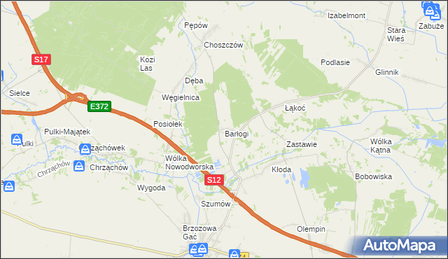 mapa Barłogi gmina Kurów, Barłogi gmina Kurów na mapie Targeo