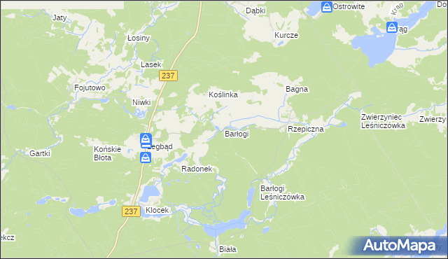 mapa Barłogi gmina Tuchola, Barłogi gmina Tuchola na mapie Targeo