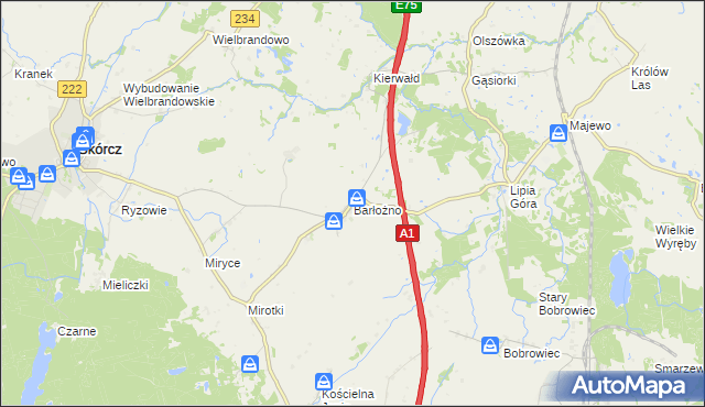 mapa Barłożno, Barłożno na mapie Targeo