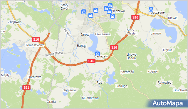 mapa Bartążek, Bartążek na mapie Targeo