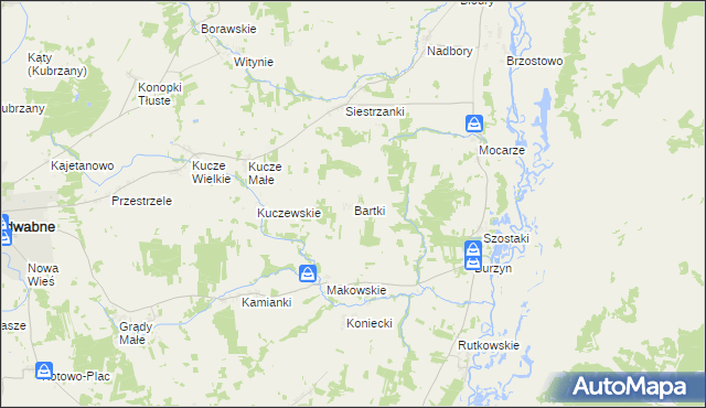 mapa Bartki gmina Jedwabne, Bartki gmina Jedwabne na mapie Targeo