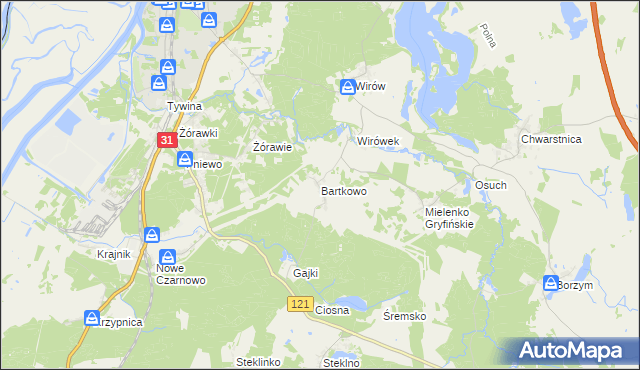 mapa Bartkowo, Bartkowo na mapie Targeo