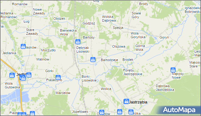 mapa Bartodzieje gmina Jastrzębia, Bartodzieje gmina Jastrzębia na mapie Targeo