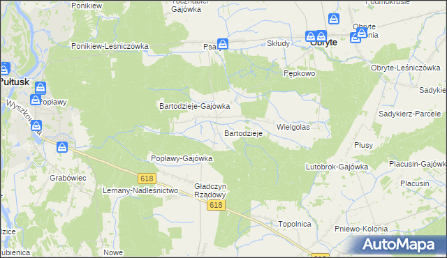 mapa Bartodzieje gmina Obryte, Bartodzieje gmina Obryte na mapie Targeo