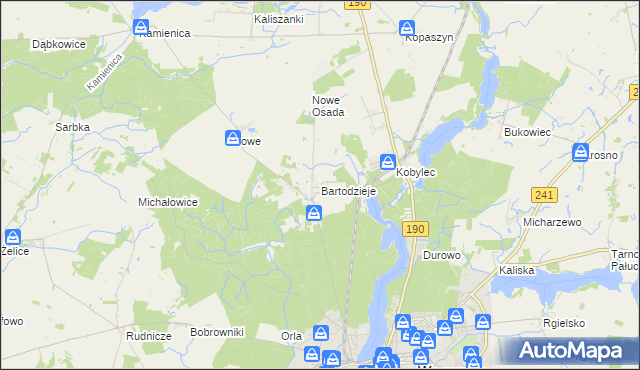 mapa Bartodzieje gmina Wągrowiec, Bartodzieje gmina Wągrowiec na mapie Targeo