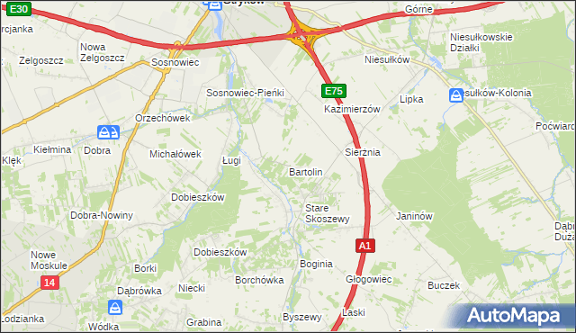 mapa Bartolin, Bartolin na mapie Targeo