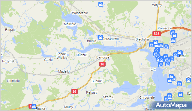 mapa Bartosze, Bartosze na mapie Targeo