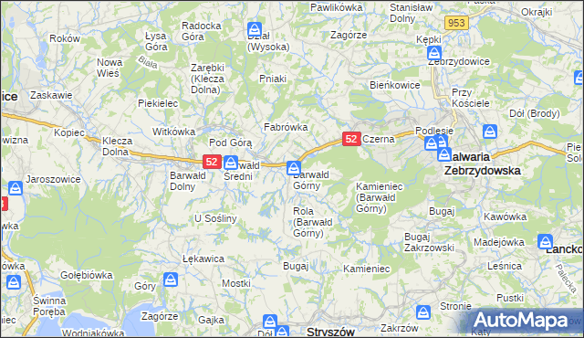 mapa Barwałd Górny, Barwałd Górny na mapie Targeo