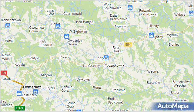 mapa Barycz gmina Domaradz, Barycz gmina Domaradz na mapie Targeo