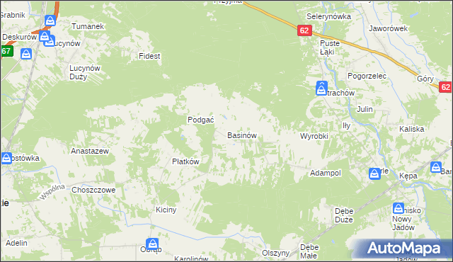 mapa Basinów gmina Zabrodzie, Basinów gmina Zabrodzie na mapie Targeo