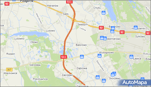 mapa Batorowo gmina Tarnowo Podgórne, Batorowo gmina Tarnowo Podgórne na mapie Targeo