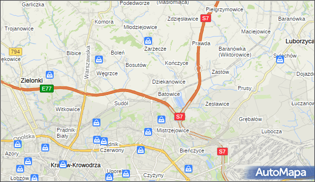 mapa Batowice, Batowice na mapie Targeo