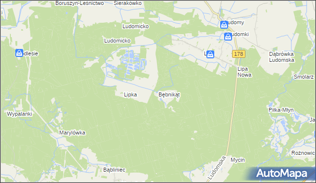 mapa Bębnikąt gmina Oborniki, Bębnikąt gmina Oborniki na mapie Targeo