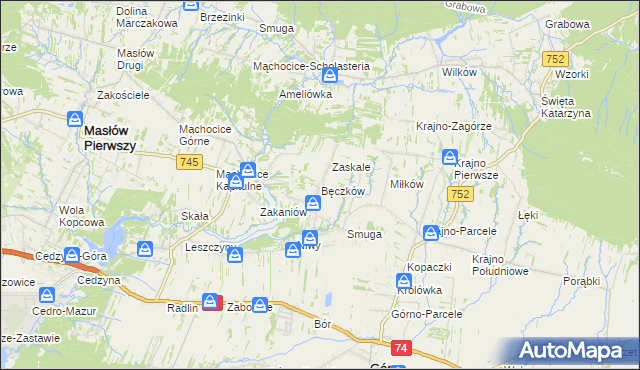 mapa Bęczków, Bęczków na mapie Targeo