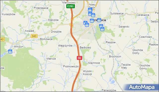 mapa Będkowo, Będkowo na mapie Targeo