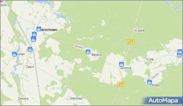 mapa Będlino, Będlino na mapie Targeo