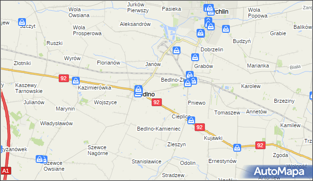 mapa Bedlno-Wieś, Bedlno-Wieś na mapie Targeo