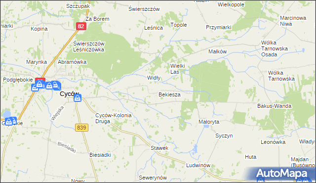 mapa Bekiesza, Bekiesza na mapie Targeo