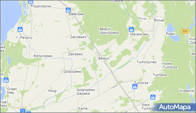 mapa Belęcin, Belęcin na mapie Targeo