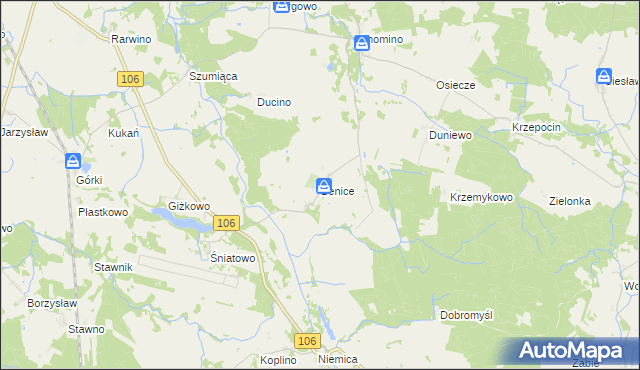 mapa Benice gmina Kamień Pomorski, Benice gmina Kamień Pomorski na mapie Targeo