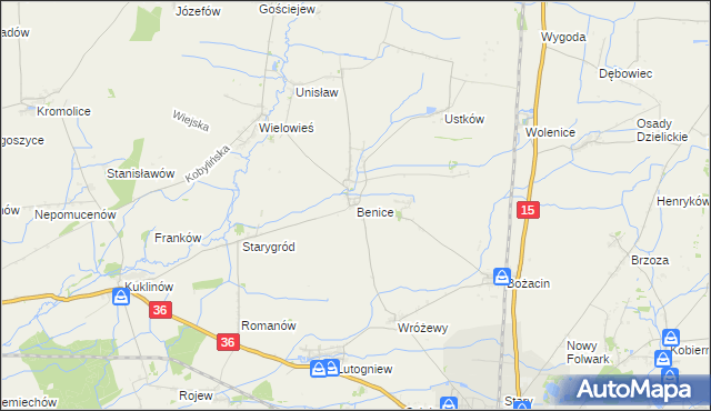 mapa Benice gmina Krotoszyn, Benice gmina Krotoszyn na mapie Targeo