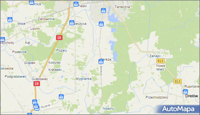 mapa Bereza, Bereza na mapie Targeo