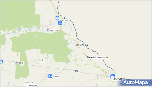 mapa Bereżnica, Bereżnica na mapie Targeo