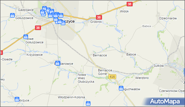 mapa Bernacice, Bernacice na mapie Targeo