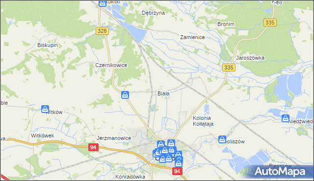 mapa Biała gmina Chojnów, Biała gmina Chojnów na mapie Targeo