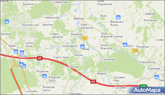 mapa Biała gmina Zgierz, Biała gmina Zgierz na mapie Targeo