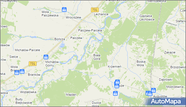 mapa Biała Góra gmina Stromiec, Biała Góra gmina Stromiec na mapie Targeo