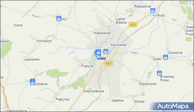 mapa Biała powiat prudnicki, Biała powiat prudnicki na mapie Targeo