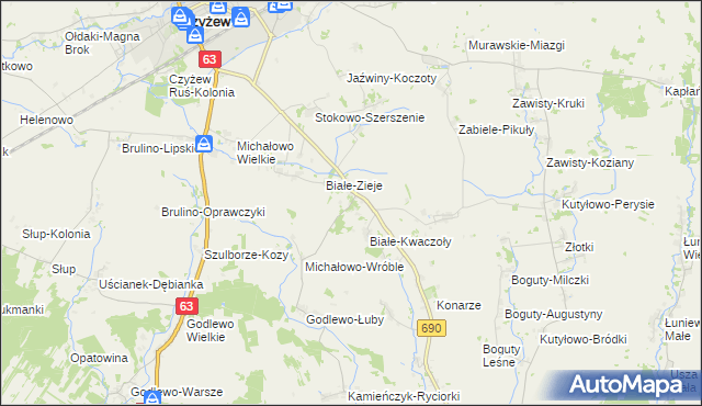 mapa Białe-Szczepanowice, Białe-Szczepanowice na mapie Targeo