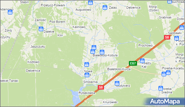 mapa Białebłoto-Kobyla, Białebłoto-Kobyla na mapie Targeo