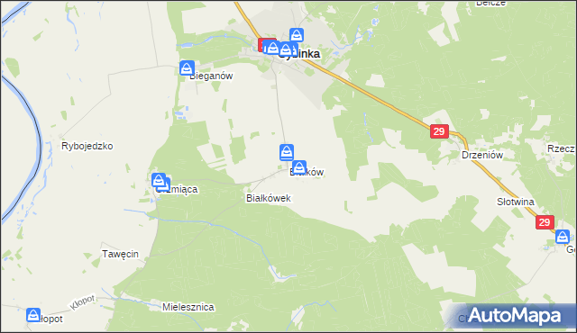 mapa Białków gmina Cybinka, Białków gmina Cybinka na mapie Targeo