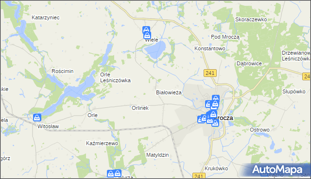 mapa Białowieża gmina Mrocza, Białowieża gmina Mrocza na mapie Targeo