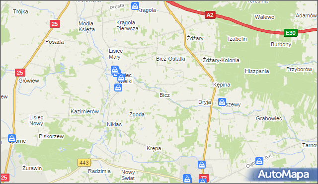mapa Bicz, Bicz na mapie Targeo