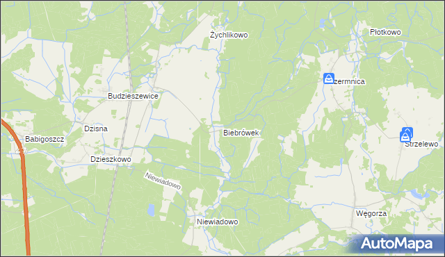 mapa Biebrówek, Biebrówek na mapie Targeo