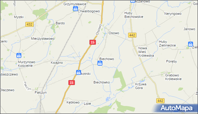 mapa Biechowo gmina Miłosław, Biechowo gmina Miłosław na mapie Targeo