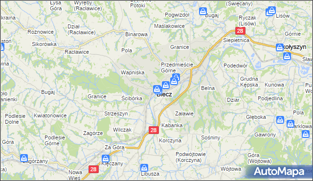 mapa Biecz powiat gorlicki, Biecz powiat gorlicki na mapie Targeo