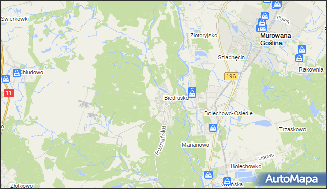 mapa Biedrusko, Biedrusko na mapie Targeo