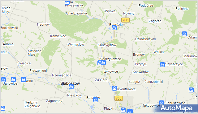 mapa Biedrzykowice, Biedrzykowice na mapie Targeo