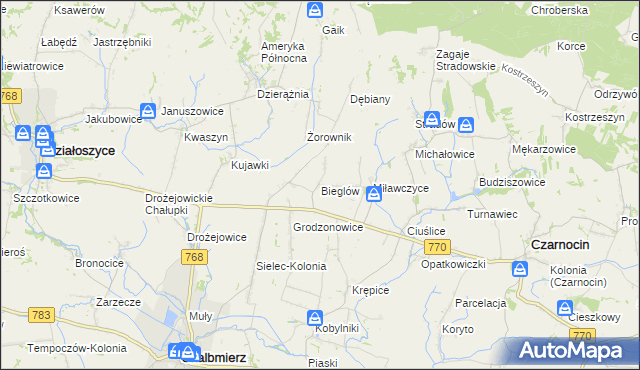 mapa Bieglów, Bieglów na mapie Targeo