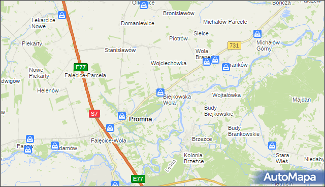 mapa Biejkowska Wola, Biejkowska Wola na mapie Targeo