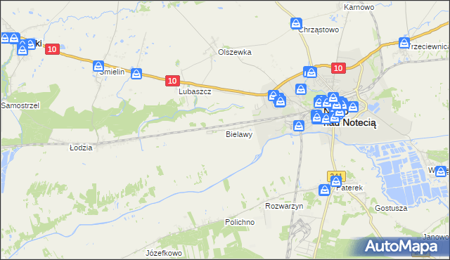 mapa Bielawy gmina Nakło nad Notecią, Bielawy gmina Nakło nad Notecią na mapie Targeo
