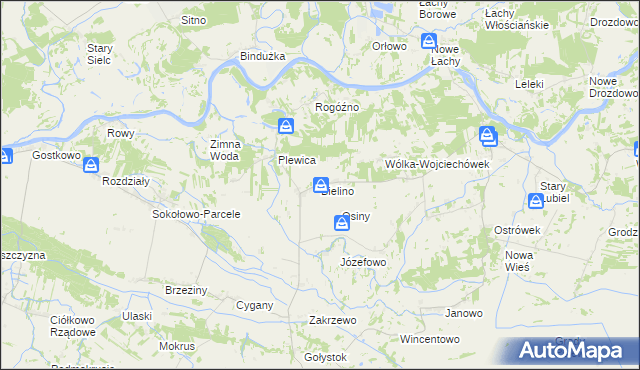 mapa Bielino gmina Rząśnik, Bielino gmina Rząśnik na mapie Targeo