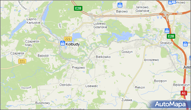 mapa Bielkówko, Bielkówko na mapie Targeo